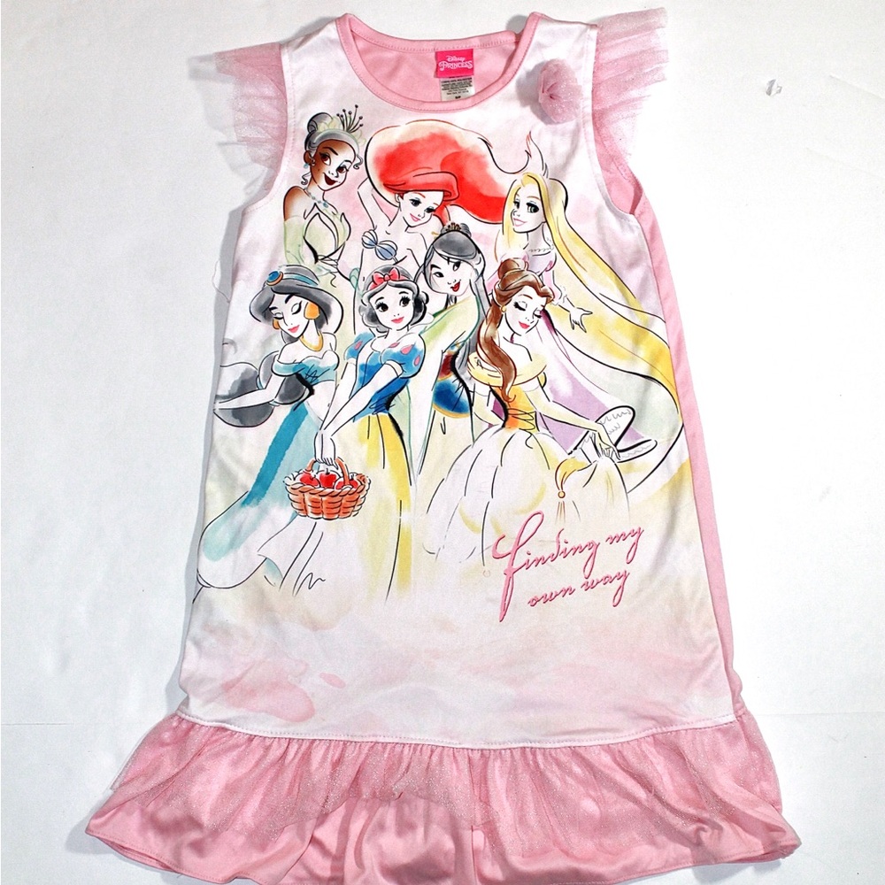 Disney Pink Princess Sleeveless Nightgown with Ruffle Hem
